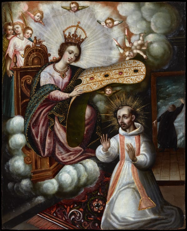 THE IMPOSITION OF THE CHASUBLE ON SAINT IIDEPHONSUS, Unidentified artist, Peru, 17th Century