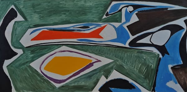 Edward Zutrau Untitled, 1956 Signed and dated on the reverse Oil on linen 40 x 82 inches