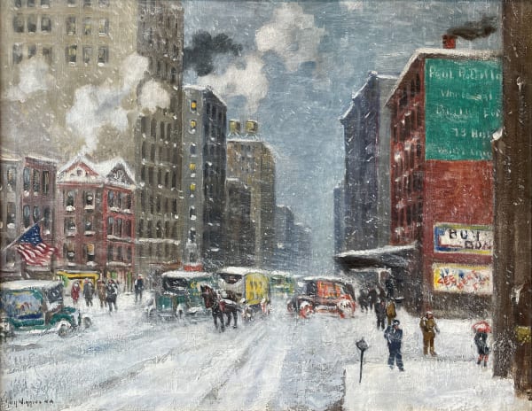 Guy C. Wiggins (1883-1962), Hudson Street, 1935. Oil on canvas, 30 x 40 in., signed lower left.