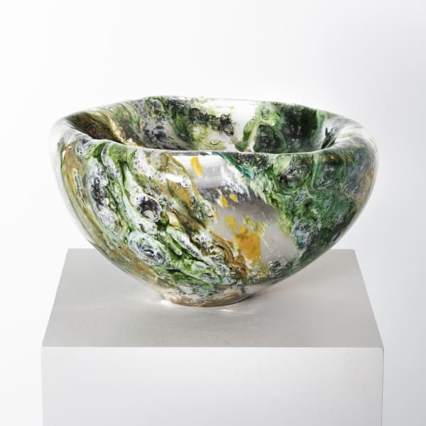 Grön glasskulptur av Barrolevén