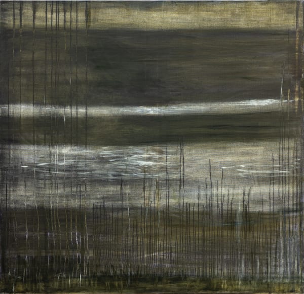 Oljemålning av Maria Hurtig, grönt landskap