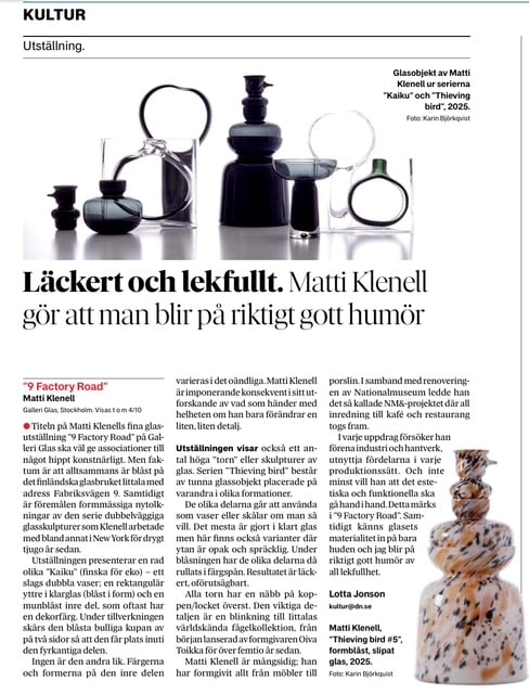 Artikel i Dagens Industri om Matti Klenell