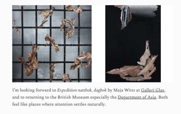 Bilder av Maja Witts verk på Arts and tea