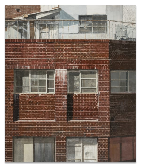 JAE HO JUNG Red Tiles, 2020 Acrylic on Korean paper 72.5 x 60 cm