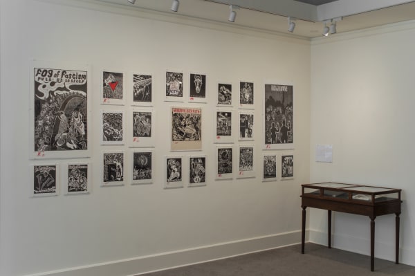 Installation photos of the exhibition "Sue Coe: It Can Happen Here," Galerie St. Etienne, New York, September 14 through December 30, 2020