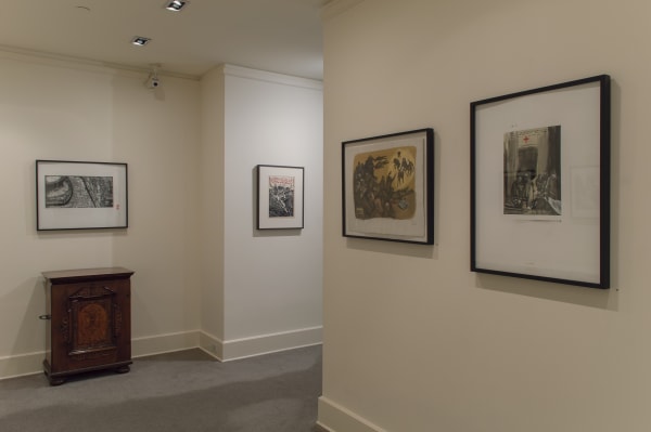 Installation photos of the exhibition "Sue Coe: It Can Happen Here," Galerie St. Etienne, New York, September 14 through December 30, 2020