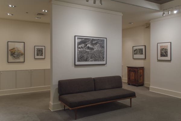 Installation photos of the exhibition "Sue Coe: It Can Happen Here," Galerie St. Etienne, New York, September 14 through December 30, 2020