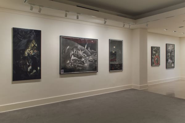 Installation photos of the exhibition "Sue Coe: It Can Happen Here," Galerie St. Etienne, New York, September 14 through December 30, 2020