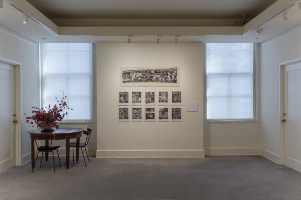 Installation photos of the exhibition "Sue Coe: It Can Happen Here," Galerie St. Etienne, New York, September 14 through December 30, 2020