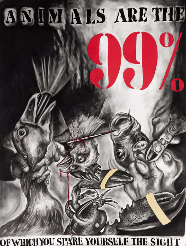 Animals Are The 99%, 2012 Signed and dated, lower right, titled, upper center, and inscribed "...of which you spare yourself the sight," lower center. Monkey and bear stamp, lower right Graphite, gouache and watercolor