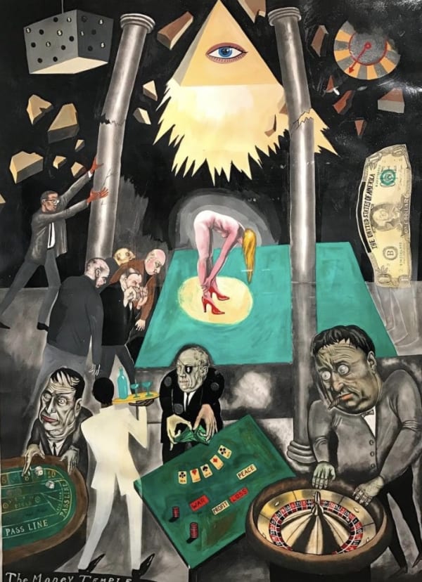 The Money Temple, 1985. Graphite and gouache. 53 x 38 1/2 in (134.5 x 97.8 cm)