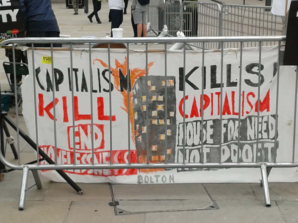 Protest against capitalism after Grenfell Tower fire, London