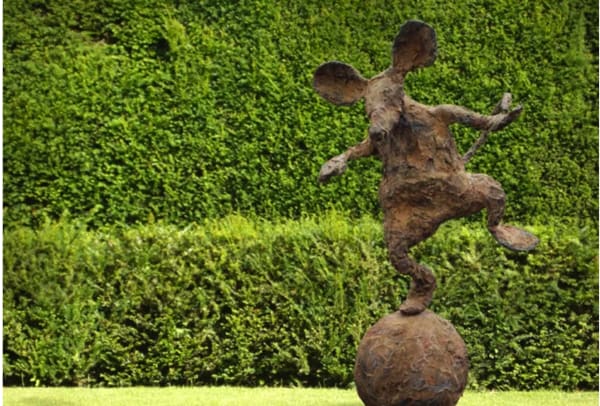 Bronze mouse garden sculpture