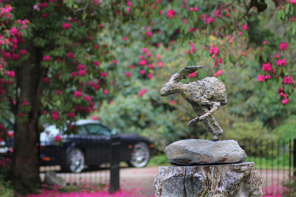 Running hare bronze garden Sculpture