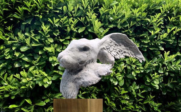 Bronze hare garden sculpture