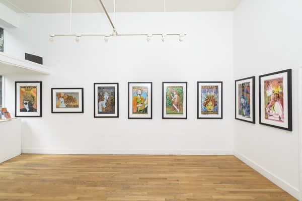 Installation shot of Chuck Sperry prints in gallery space