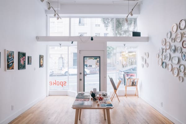 Install shot facing the front door of MC Marquis exhibition