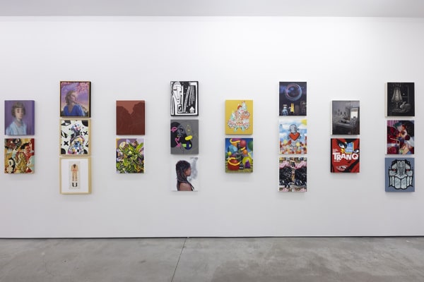 Installation image of 16 x 20 paintings in the Summer Group exhibition