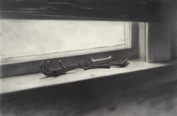 drawing of a bird foot on a windowsill by Zachary Oldenkamp