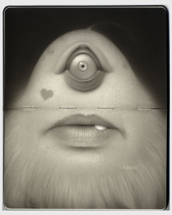 Black and white drawing of a monster by Travis Louie