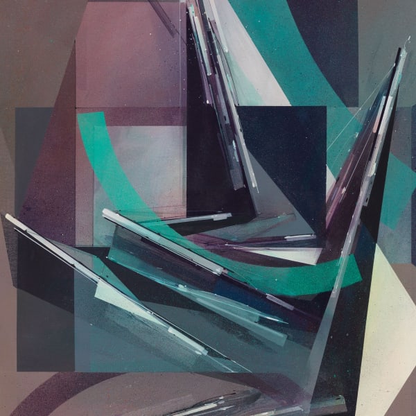 Abstract teal and brown painting by Augustine Kofie.