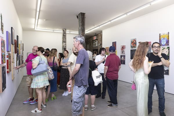 Crowd attending the opening reception of the Summer Group Show