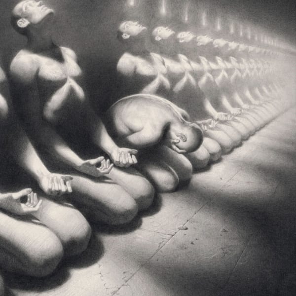 Illustration by Miles Johnston featuring several nude figures.