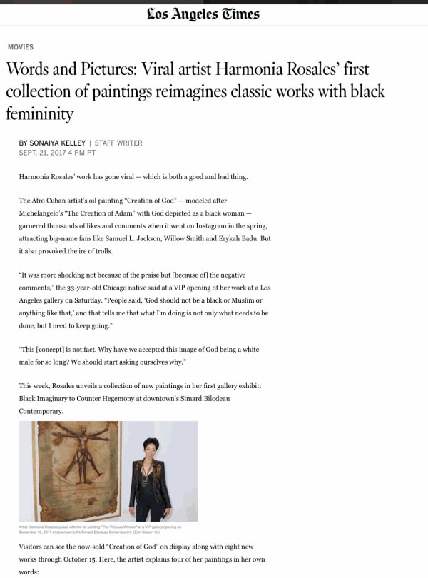 Words and Pictures: Viral Artist Harmonia Rosales’ First Collection of Paintings Reimagines Classic Works with Black Fem