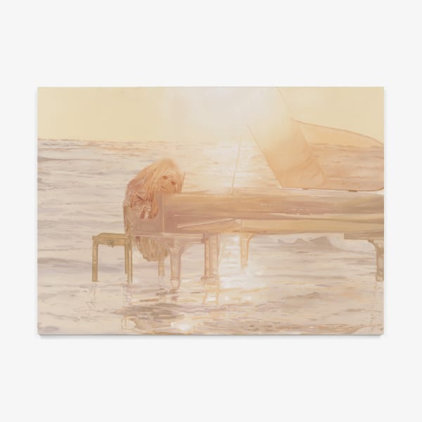 Gabriel Abrantes Ghost Playing Grand Piano, 2024 Oil on linen 210 x 150 cm