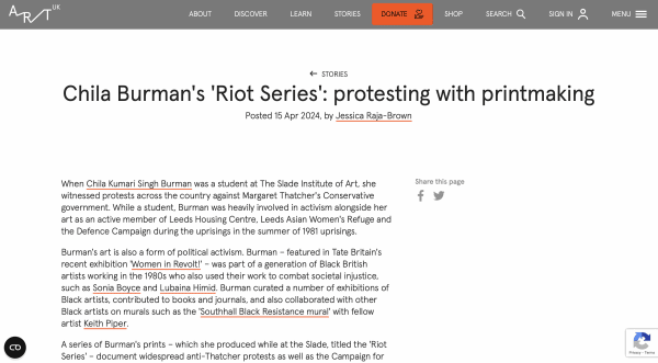 Chila Burman's 'Riot Series': protesting with printmaking