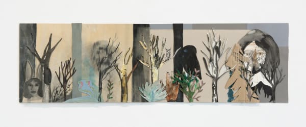 Klara Kristalova Dagar och nätter i Skogen / Days and Nigths in the Woods, 2020 Collage, mixed media on panel and cardboard, 33 x 115 cm