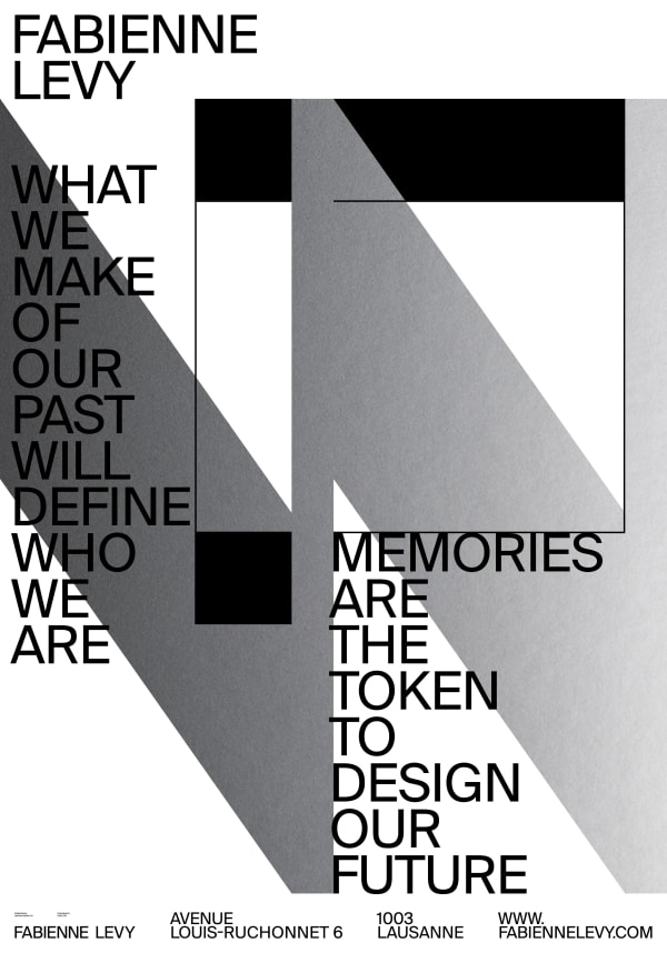 Statement Poster – Jorge Conde “What We Make of Our Past Will Define Who We Are, Memories Are the Token to Design Our Future” 2 colors silkscreen on Blueback paper 115gr 128 x 89.5 cm Total printed: 100 (70 used for public display) Graphic design: © Balmer Hählen Printed by Sérigraphie Uldry AG