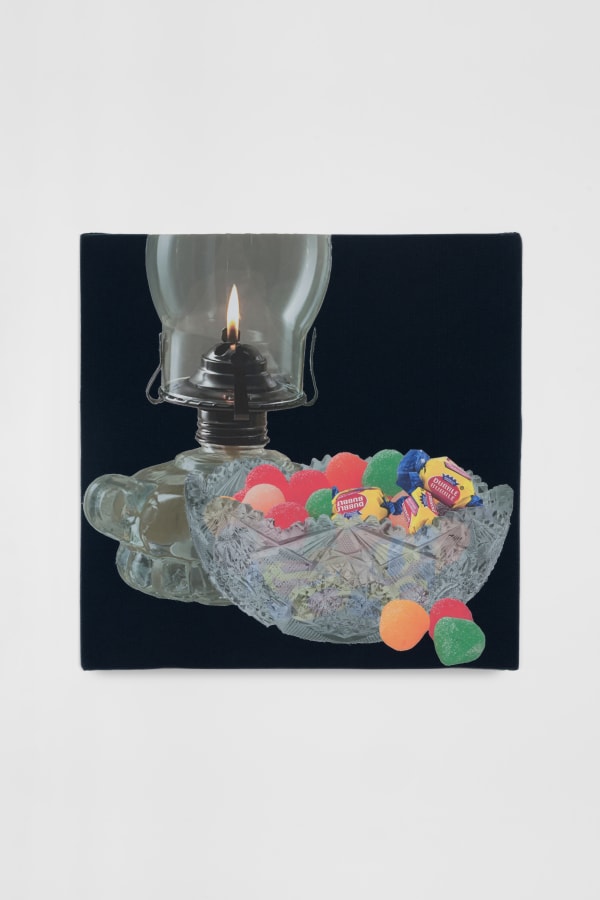 Apagones y Cuentos, 2021, Felt, foam, digital print on brushed suede, 36 x 36 x 2 in.