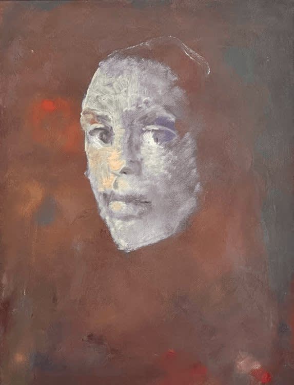 Leonor Fini, Visage Imaginaire n°61 / Voyageur (n°949 cat.raisonné, ref. n°1067), 1990, Oil on paper, 38 x 28 cm