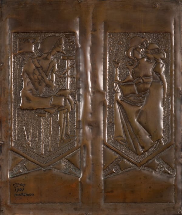 Jan Toorop, Artist at Rest, Mother Teaching Her Child (fireplace door), c. 1899