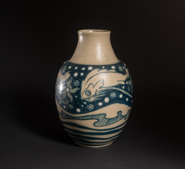 Galileo Chini, Cosmic Catfish Vase, c. 1925