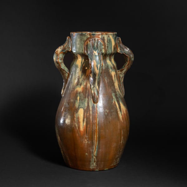 Herman August Kähler, Slug-Handled Vase, c. 1905