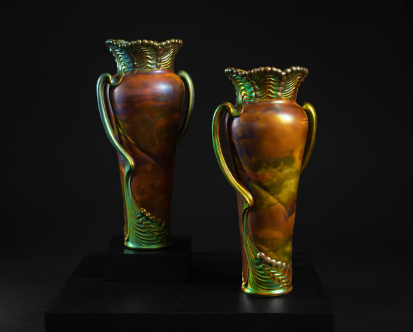 Zsolnay Pecs, Pair of Secession Vases, c. 1900