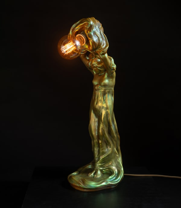 Zsolnay Pecs, Maiden Lamp, c. 1902