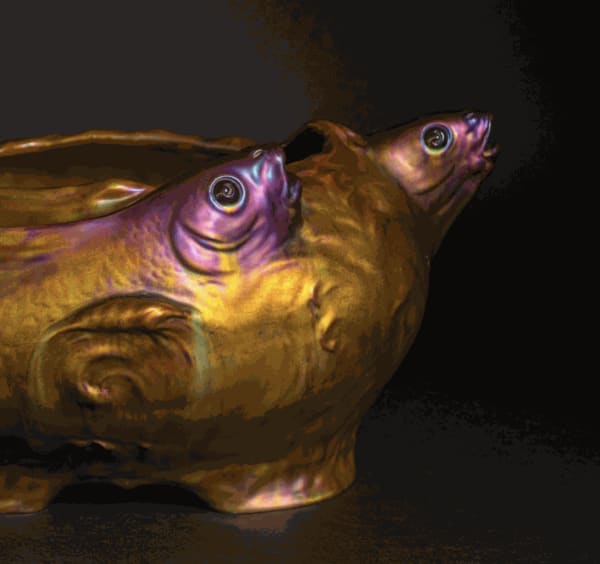 Zsolnay Pecs, Centerpiece Fish Bowl, 1899-1909