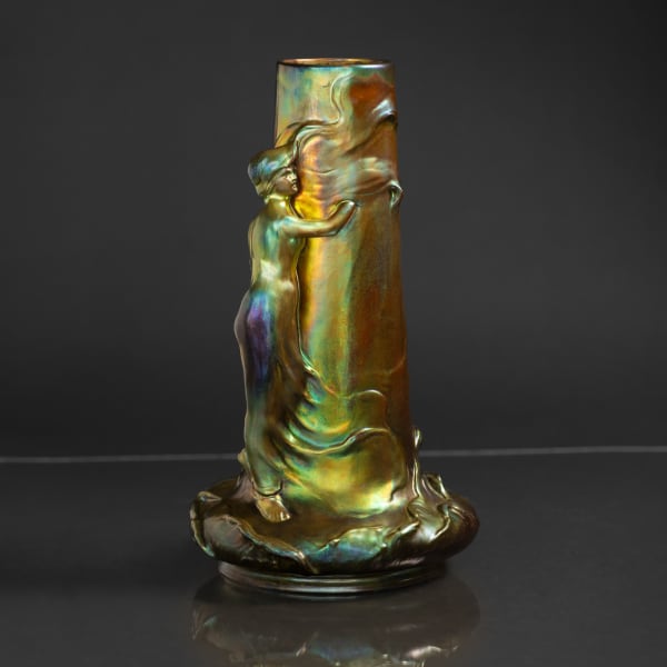 Zsolnay Pecs, Windswept Maiden Vase, c. 1900
