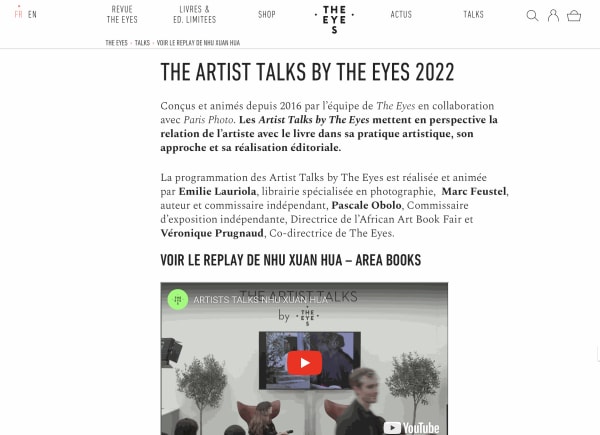 THE ARTIST TALKS BY THE EYES 2022 , VOIR LE REPLAY DE NHU XUAN HUA
