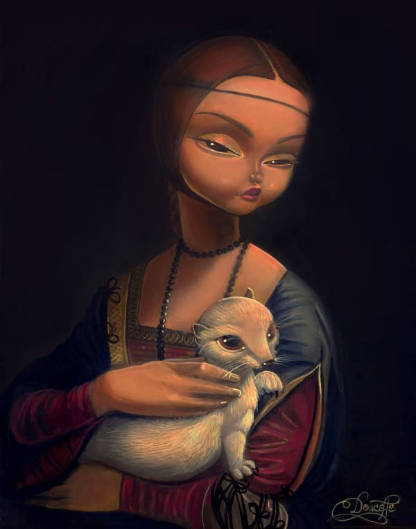 Bob Doucette Musette et Pet Acrylic on Canvas 14x11 in