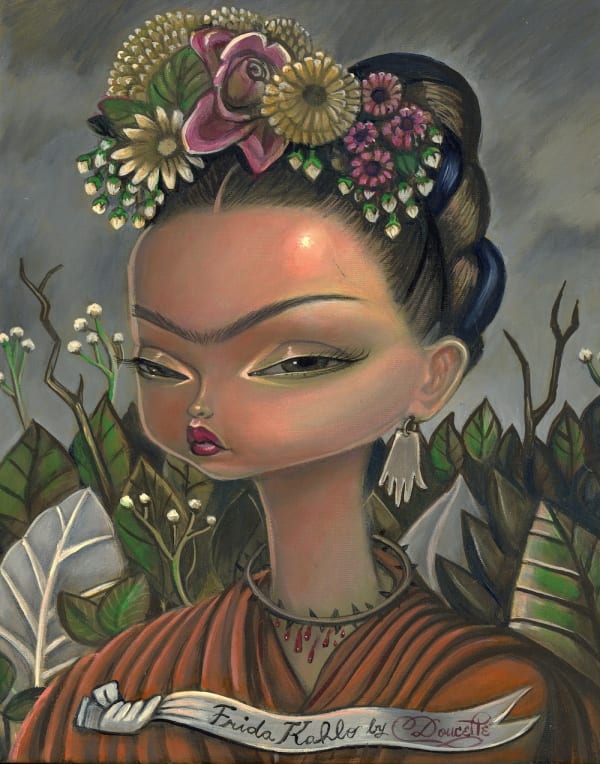 Bob Doucette Santa Frida Acrylic on Canvas 14x11 in