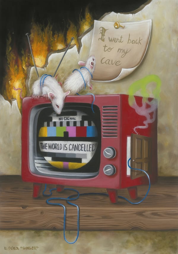 Ginger The World Is Cancelled Oil on Panel 11x8 in