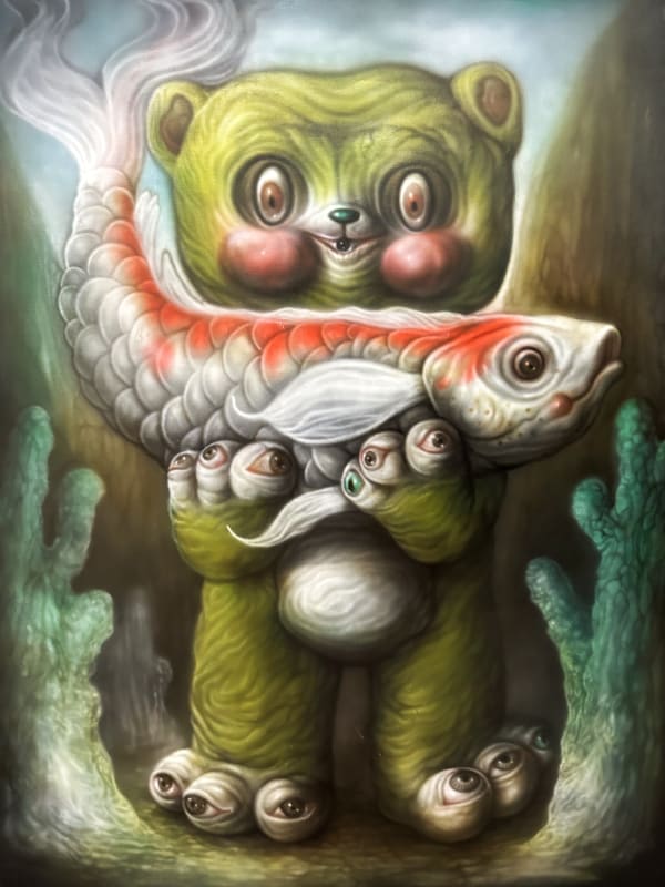 Froilan Calayag Good Catch: Luck Kaiju Oil on Canvas 24x18 in