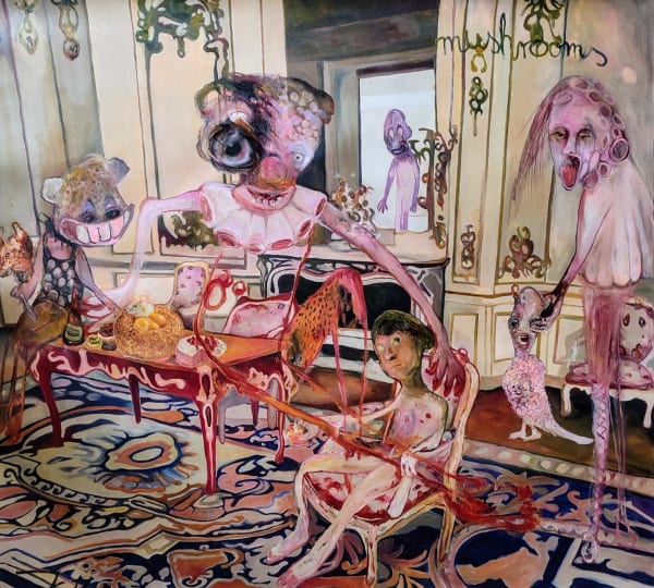 Juliane Hundertmark Mushroom Oil & Collage on Canvas 135x135 cm