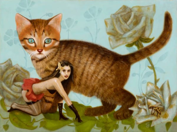Deirdre Sullivan-Beeman The Cat Oil & Egg Tempera on Aluminum Panel 12x9 in