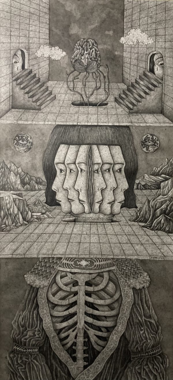 Herman Priyono Broken Dream Before Night Comes #6 Ink, Charcoal on Paper 162x70 cm