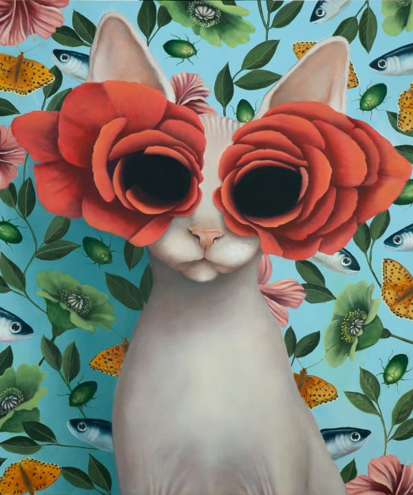 Caroline Gaudreault Kitten in the Spotlight Acrylic on Panel 24x20 in